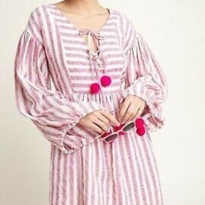 Anthro Sundress Monroe Pom Pom Caftan Dress